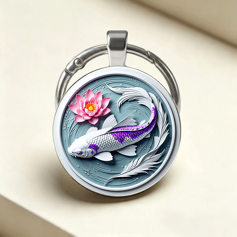 Ethereal Koi Lotus Keychain